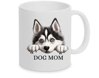 Personalisierte Tasse Dog Mom mit Husky auch mit Wunschname