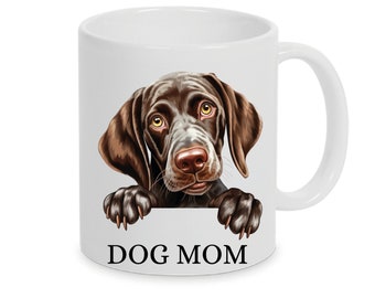 Taza personalizada Dog Mom con raza de perro Braco Alemán también con el nombre deseado