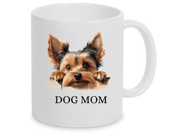 Personalisierte Tasse Dog Mom mit Yorkshire Terrier auch mit Wunschname