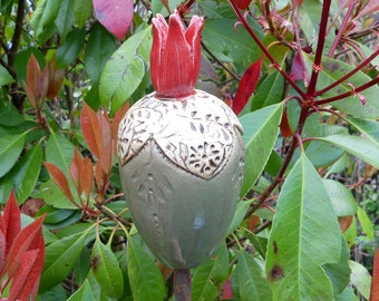 frostfester Gartenschmuck, Beetstecker in grün und rot