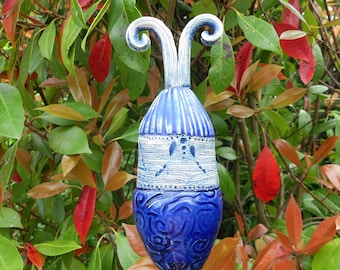 frost-resistant ceramic flowerbed plug in shades of blue