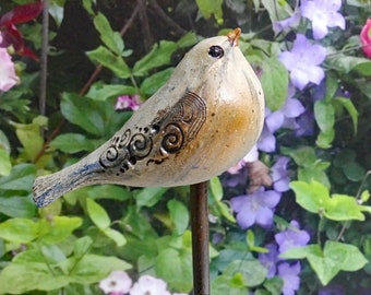 Ceramic bird "STECKBIRD" made of marbled stoneware clay