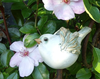 frost-resistant garden ceramics/bed stake ceramic bird ivory