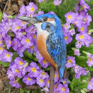 Gartenkeramik frostfester EISVOGEL in leuchtendem Blau Bild 7