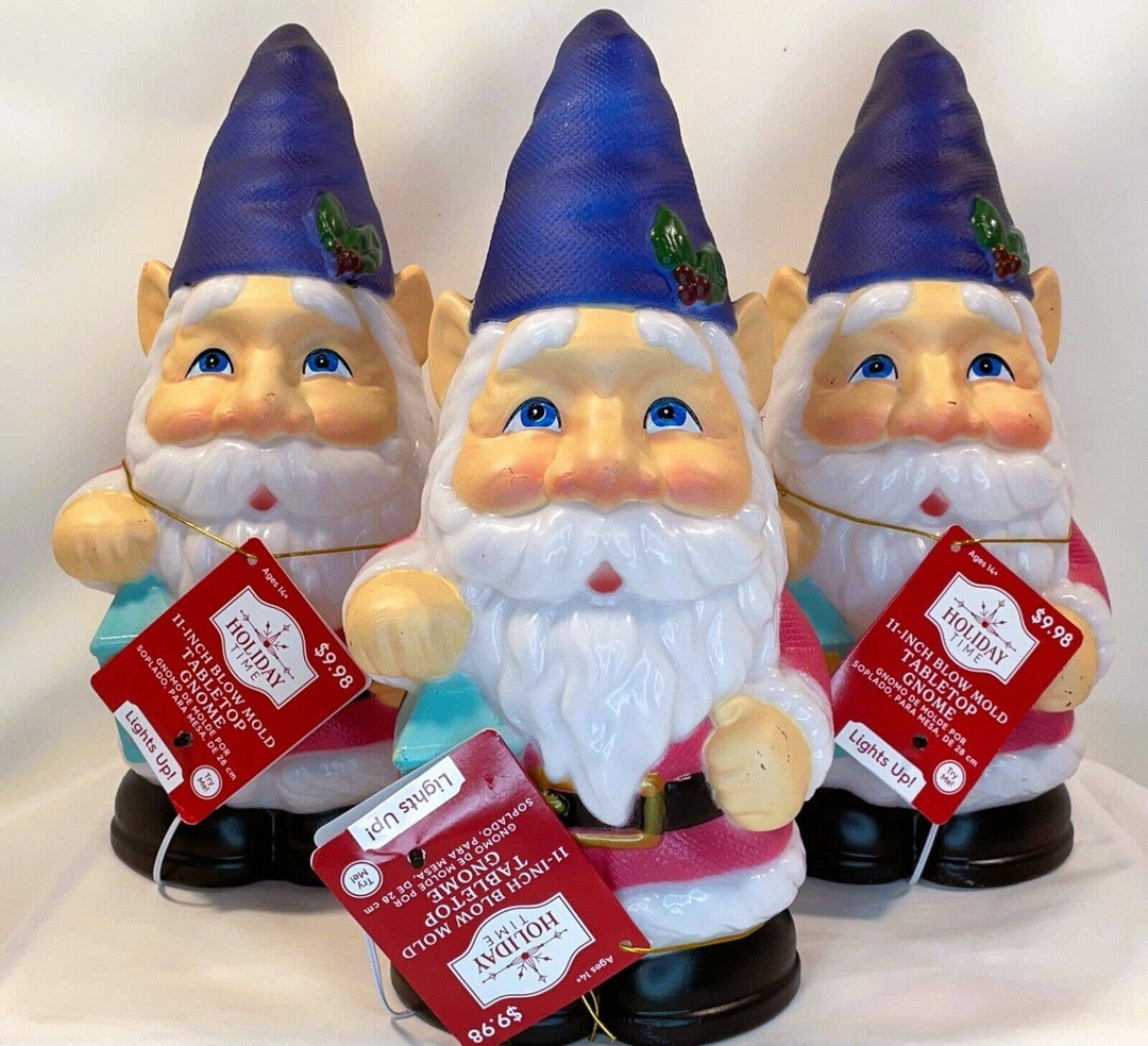 Lot of 3 11h Blow Mold Christmas Gnomes With Lanterns Etsy