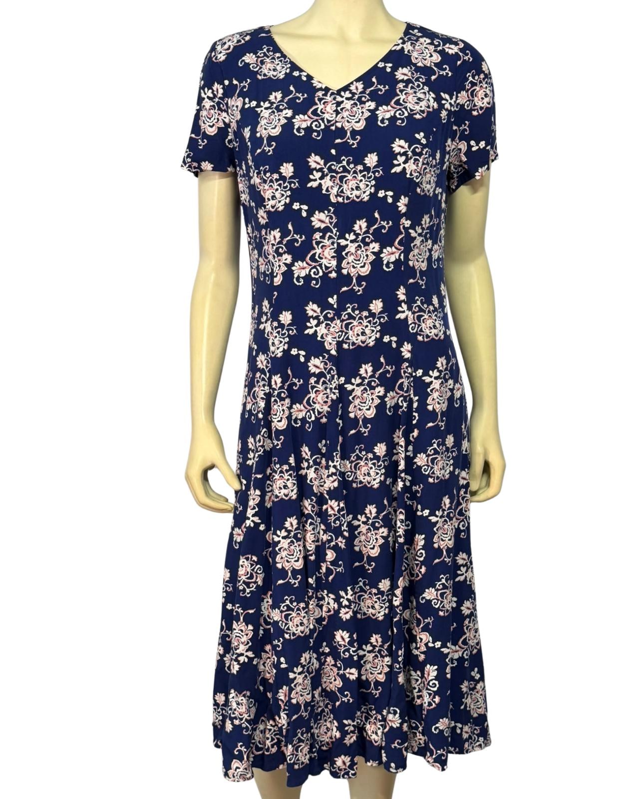 Blue Floral Vneck Tea Dress - Etsy