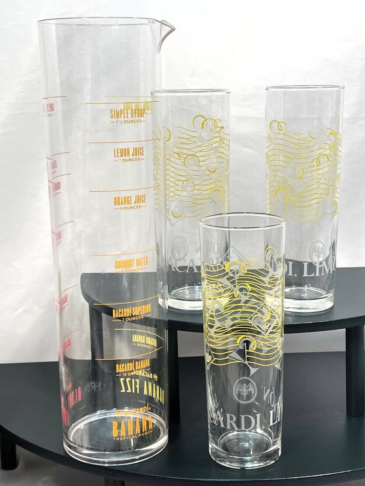 Bacardi Rum Highball Tall Glass Tumbler Set - Custom Pint Glasses - Set Of 6