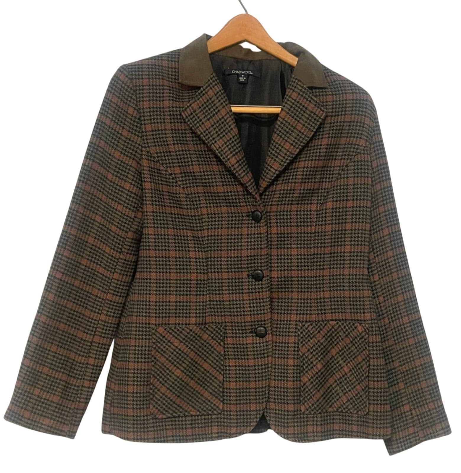 Wool Blazer Women's Tweed Jacket With Elbow Patches Uk