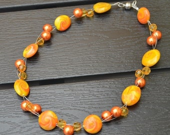 Halskette aus Fimo Handgemachte Fimo Halskette Fimoperlen romantisches Geschenk für sie bunte Perlen Muttertag Geschenk Weihnachtsgeschenk