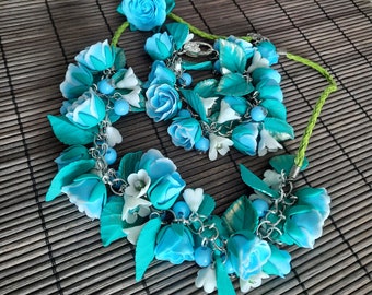 Sieraden Sets Ketting Fimo Statement Ketting Bloem Set Bloem Sieraden Cadeau voor Haar Armband Moederdag Gift Ring Kerstcadeau