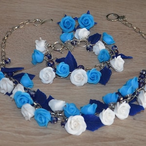 Flower Set, Necklace, Flower Arrangement, Gift for Her, Statement Necklace, Colorful Bracelet, Flower Bracelet, Floral Bracelet,Earrings