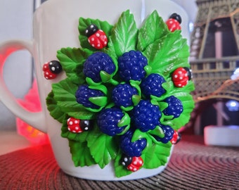 Cup mok decoratie fimo polymeerklei gedecoreerde mok uniek cadeau 3D mok cup verpleegster bloem decor Moederdag cadeau