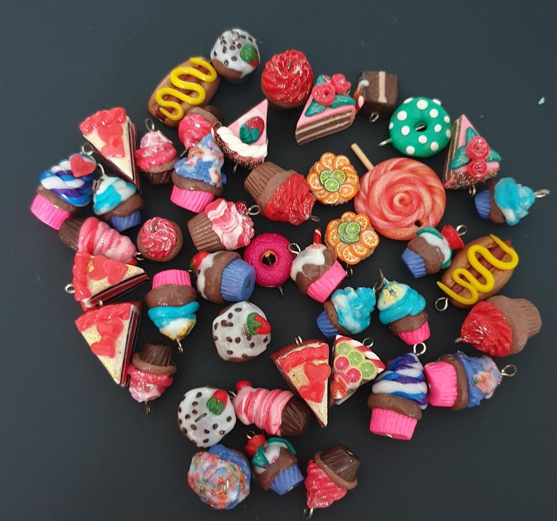 40 Different Polymer Clay Fimo Beads 13cm Cake Cake Candy Etsy