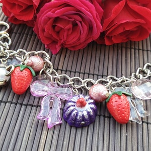 Armband aus fimo Gourmet Süßigkeit  Gourmet-Juwel Makrone, Candy Geschenk Bettelarmkettchen Mix Ostergeschenk Muttertag Geburtstag Geschenk