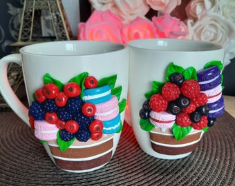 Cup Mug Decoration Made of Fimo Polymer Clay Decorated Mug Gift 3D Mug Mug Educator Flower Decor Easter Gift Mother's Day Gift