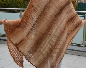 Crochet cloth, fashion accessories, shawl, stole, crocheted triangular scarf, angora, gift