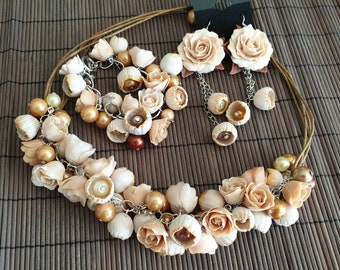 Conjuntos de joyería hechos de arcilla polimérica Conjunto de flores Joyas de flores Regalo para ella Pendientes Pulsera Día de la madre Cumpleaños Regalo de Pascua