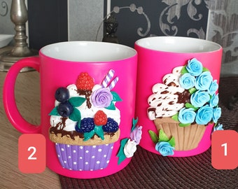 Cup Mug Decoratie gemaakt van Fimo Polymeer Klei Versierde Mok Unieke Gift 3D Coffee Cup Kerstcadeau Exclusief Cadeau