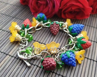 Armband aus fimo Gourmet Süßigkeit Gourmet-Juwel Beeren Candy Geschenk Bettelarmkettchen Mix Muttertag Geschenk Ostergeschenk