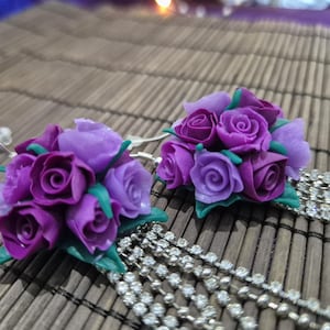 Earrings made of Fimo, earrings with polymer clay roses floral polymer clay jewelry polymer clay roses polymer clay flowers Fimo Mother&#39;s Day gift
