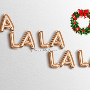 ¡Venta! Fa La La La La carta globos banner HO HO HO Santa Claus Banners Feliz Nochebuena Villancicos decoración Oro Rosa Letras Plata Globo Globo