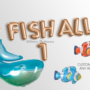 Cyber-uitverkoop o vis bondgenoot een aangepaste banner van elke leeftijd OFISHALLY letter ballonnen verjaardag ballon feestdecoratie eerste jarige