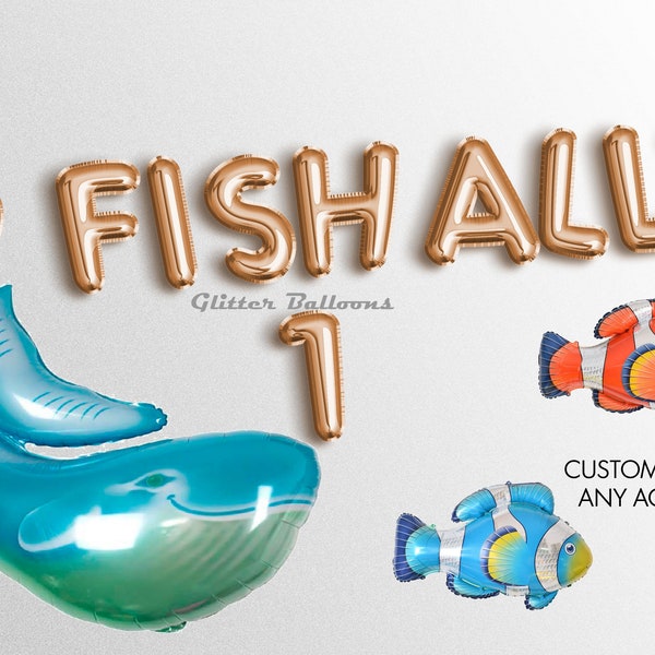 Cyber sale o fish ally one custom any age banner OFISHALLY   letter balloons birthday balloon party decorations first birthday boy