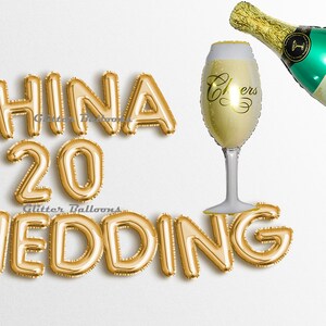 CHINA 15 WEDDING banner carta Globos 16 "Oro rosa 15 Aniversario de boda Anillo de fiesta Decoración China Matrimonio Globo Banners guirnalda