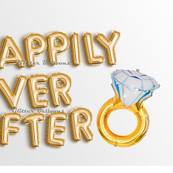 Cyber sale HAPPILY EVER AFTER   letter balloons Wedding banner Bridal Shower banners Engagement Balloon BAchelorette Bach garland Funny