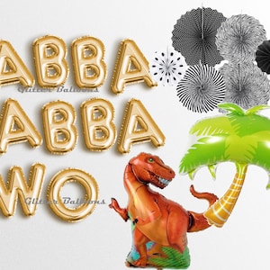 Yabba Dabba Two Balloon banner Flinstones Yabba Dabba 16" letter balloons Second 2nd 2 birthday Baby name party decorations boy girl