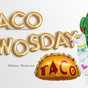 Globos con letras del Día de los Tacos, pancartas para Tacos, decoraciones para fiestas de Tacos, pancartas para Tacos Twosday