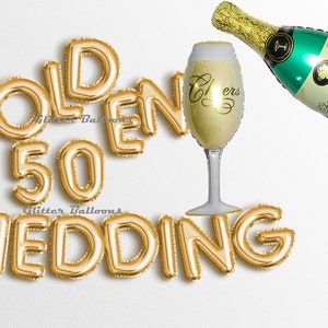 GOLDEN 50 WEDDING banner carta Globos 16 "Oro rosa DORADO Boda Aniversario Fiesta Anillo Decoración Oro Miércoles Globo Banners guirnalda