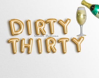 9 colors DIRTY THIRTY 16" Letter Balloons 30th Birthday Party Decor Banner Rose Gold Silver DIRTY Thirty 30 years Garland champagne