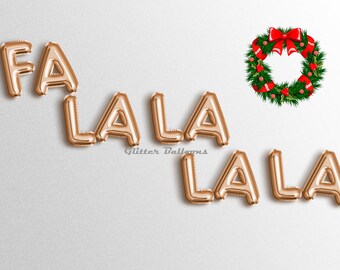 Sale ! Fa La La La La letter balloons banner HO HO HO Santa Claus Banners Merry Christmas Eve Carols decor Rose Gold Silver Letters Balloon