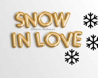 Sale SNOW IN LOVE 16" Letter Balloons Rose Gold Balloons Bachelorette Party Decor Bach Balloon Engagement Bridal Shower winter bach