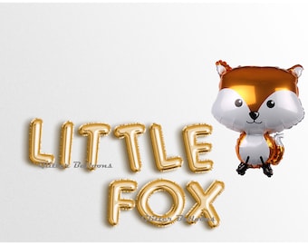 Little Fox   Letter balloons Banner Rose Gold Silver - Banners First Birthday Baby Shower Stay Clever Garland Little Fox Woodland decor