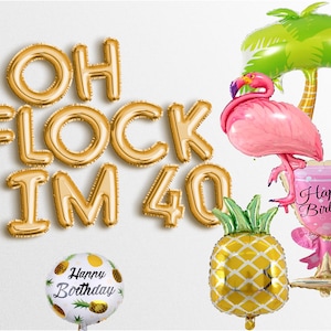 9 colors OH FLOCK IM 40   Letter Balloons Banner 40th birthday party decorations women and men 1984 1985 birthday party Letters Garland i&#39;m