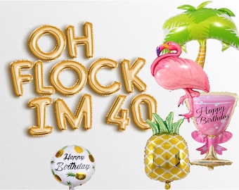 9 colors OH FLOCK IM 40   Letter Balloons Banner 40th birthday party decorations women and men 1984 1985 birthday party Letters Garland i'm