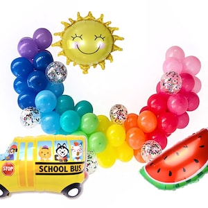 Balloon garland rainblow colors balloons multicolor Banner School theme Cloud Watermelon Birthday One Two Three Garland 6ft 12ft