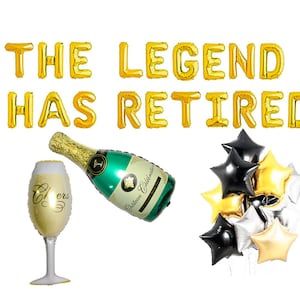 Cyber sale Happy Retirement Party Decorations Black Gold Silver The Legend Has Retired Happy Retirement Banner Balloons Retirement