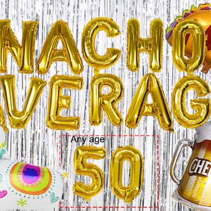 NACHO PROMEDIO 50 Globos 16" Fiesta Cumpleaños Decoraciones Globo Banner Mexicano 50o cincuenta guirnalda Cincuenta Cumpleaños