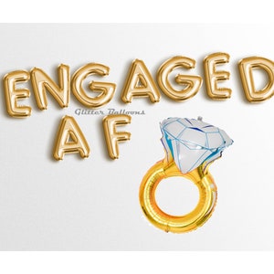 9 colors ENGAGED AF banner letter Balloons 16&quot; Rose Gold Silver Engagement Party Ring Decor Bridal Shower Balloon Bachelorette garland