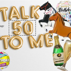venta TALK 50 TO ME Carta Globos Banner Soy 50 decoraciones para fiesta de cumpleaños mujeres hombres 1974 1975 Derby fiesta de cumpleaños Carreras de caballos Garland