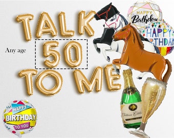 sale TALK 50 TO ME Letter Balloons Banner i'm 50th birthday party decorations women men 1974 1975 Derby birthday party Horse races Garland
