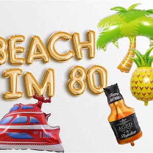 sale Beach IM 80 16&quot; Letter Balloons Banner eighty 80th birthday party decorations women men i&#39;m 1942 1943 birthday party Letters Garland