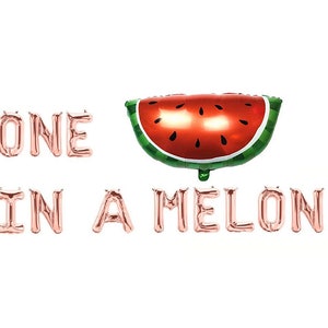 Cyber Sale One In A Melon 16&quot; Letter Balloons Set Watermelon Balloon One In A Melon Party First Birthday Watermelon Birthday One Melon 1st