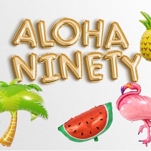 verkoop ALOHA NINETY Ballonnen Banner 90e verjaardagsfeestje decoraties voor vrouwen mannen 1933 1934 verjaardag ballon Letters Garland Ik ben 90