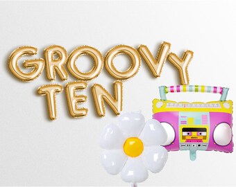 Groovy Birthday Balloon  Groovy TEN Birthday 60s Birthday Retro Flowers Daisy 10th Birthday Party Decor Groovy Party Decorations 1960s
