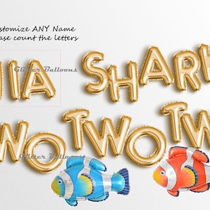 Baby Shark Birthday Party Decorations Baby Shark Balloons Party Decor Baby Shark Balloon Banner 1st 2nd Birthday Two Two 2 2 2 Custom Name