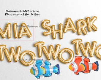 Baby Shark Birthday Party Decorations Baby Shark Balloons Party Decor Baby Shark Balloon Banner 1st 2nd Birthday Two Two 2 2 2 Custom Name